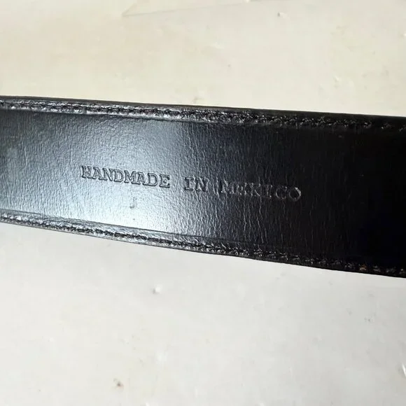 Rod Patrick Mens Western Belt Black Genuine Caiman Leather Size 44